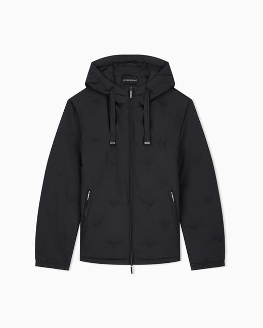 Emporio Armani Blue Down Jacket Seamless Stretch Woven With A Regular Fit for men