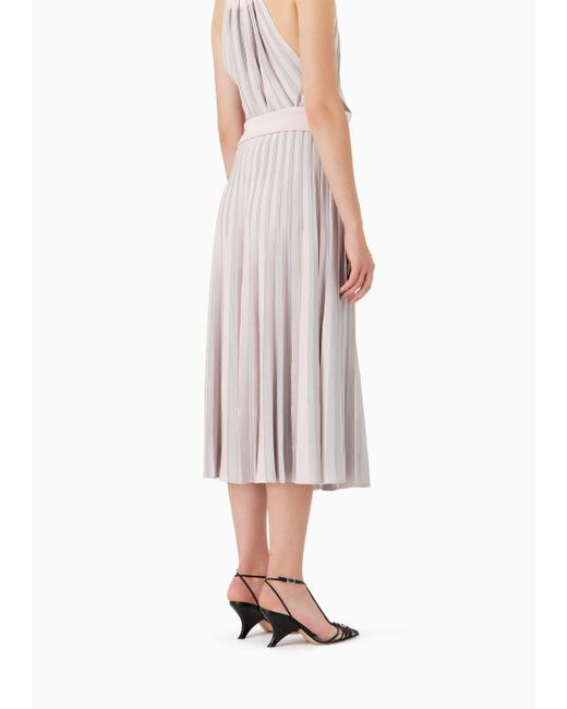 Emporio Armani White Long Skirt In Pleated Fabric