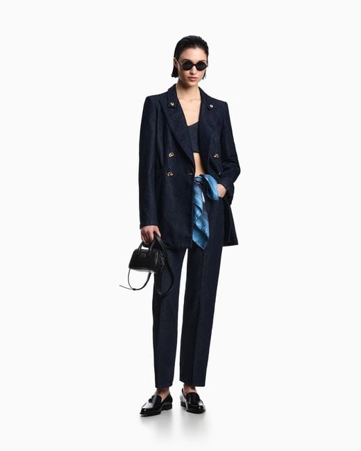 Emporio Armani Blue Double-Breasted Blazer