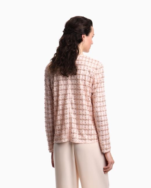 Emporio Armani Pink Tulle Top With Sequin And Bead Embroidery