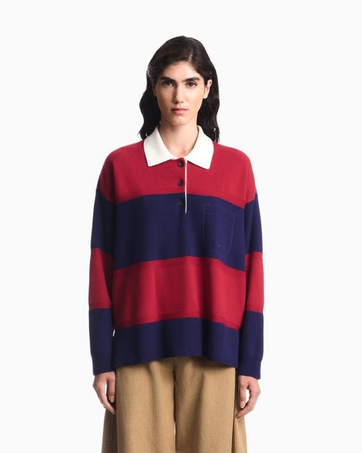 Emporio Armani Red Boteh Capsule Collection Polo-Collar Jumper