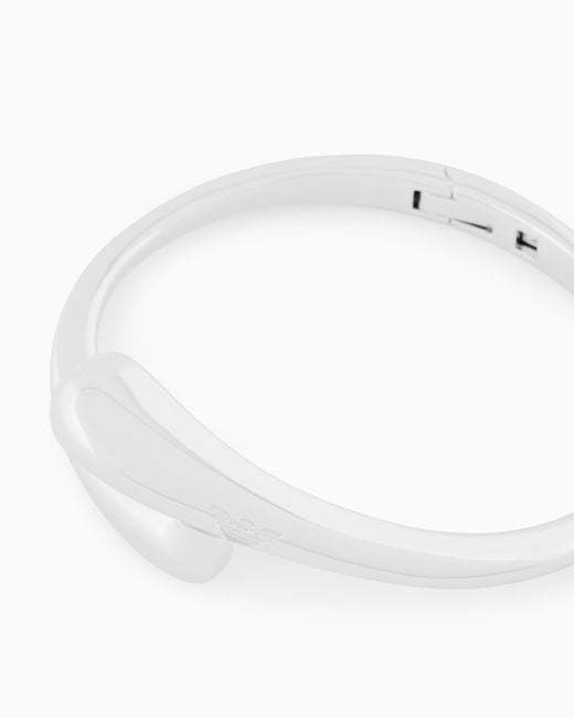 Emporio Armani White Tone Brass Bangle Bracelet