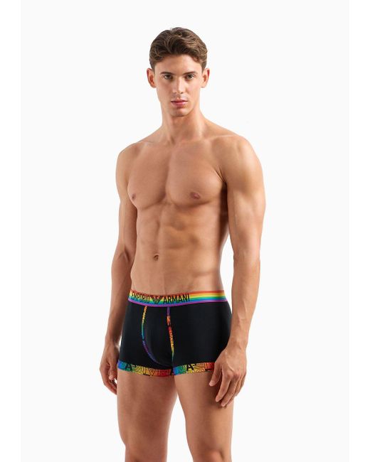Emporio Armani Black Two-pack Of Boxer Briefs With Rainbow Logo And Print for men