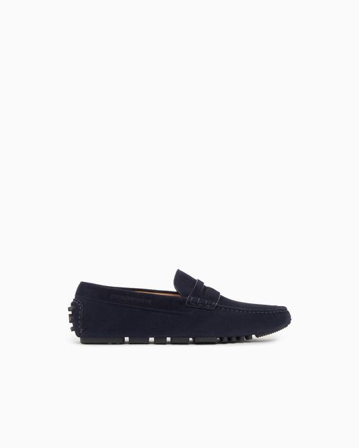 Emporio Armani Blue Suede Driving Shoes for men