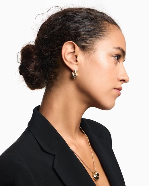 Emporio Armani White Tone Brass Hoop Earrings