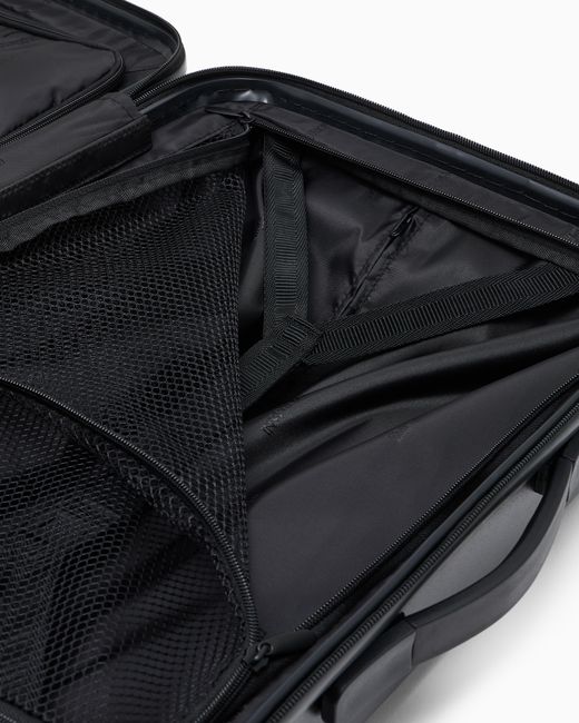 Emporio Armani Black Abs Carry-On Case With Saffiano Detail And Eagle Plate for men