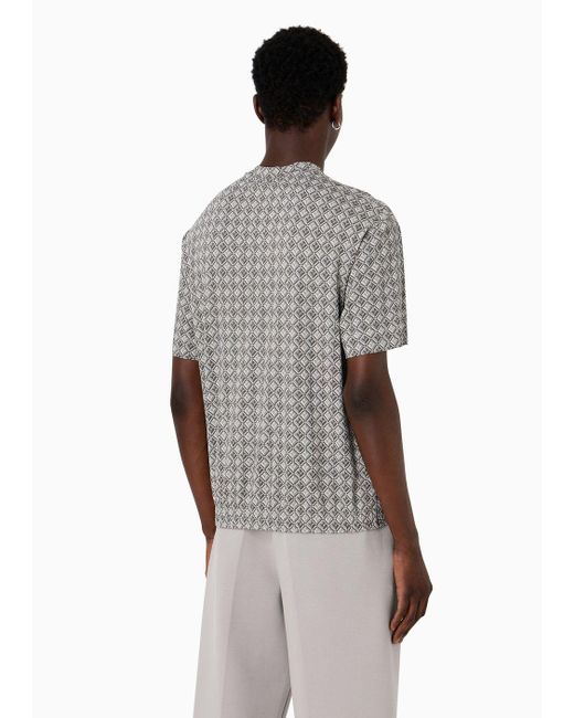 Camiseta Ancha De Punto Con Estampado Integral Y Bajo Elástico Emporio Armani de hombre de color Gray