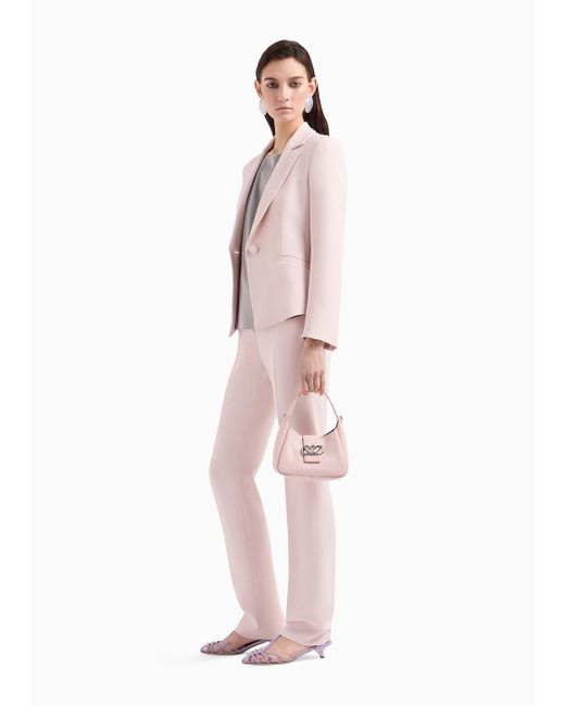 Pantalones Con Pliegue De Crepé De Cady Emporio Armani de color Pink