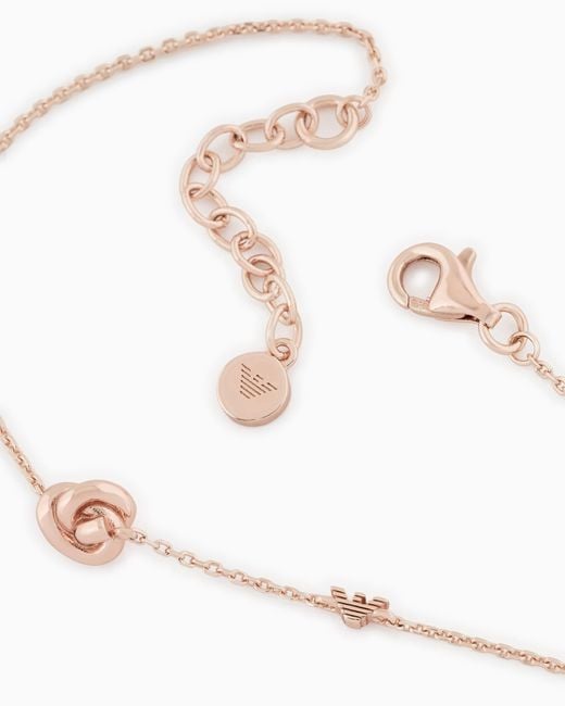 Emporio Armani White Rose-Tone Sterling Knot Bracelet
