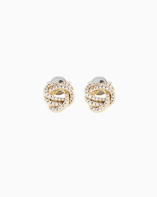 Emporio Armani White Tone Brass Stud Earrings