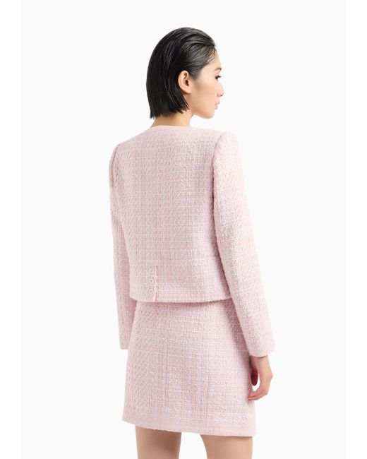 Veste À Simple Boutonnage En Tweed Lurex Emporio Armani en coloris Pink