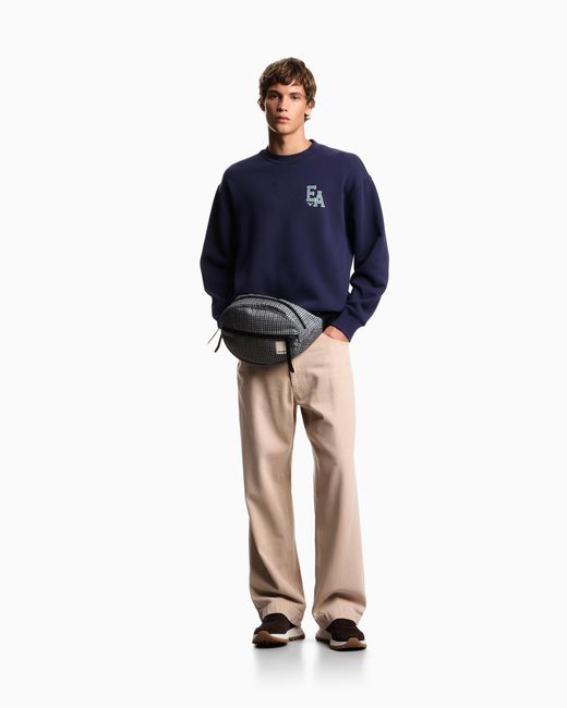 Emporio Armani Blue Eagle Club Organic Jersey Sweatshirt With Print for men