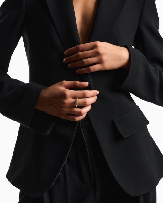 Emporio Armani White Tone Brass Center Focal Ring