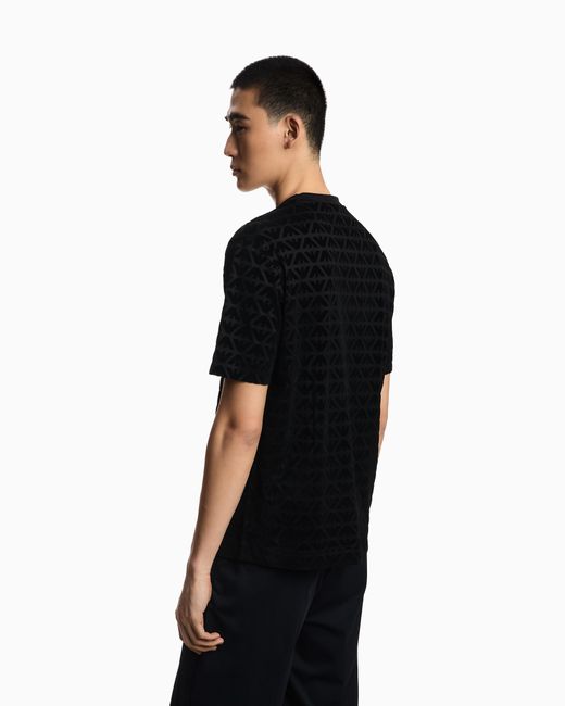 Emporio Armani Black Lunar New Year Lyocell-Blend Jersey T-Shirt With Flocked Eagles for men