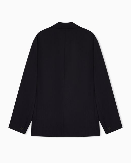 Emporio Armani Blue Travel Essential Light Wool Single-Breasted Blazer for men