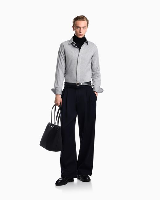 Emporio Armani Gray Chevron Jersey Shirt Signature Capsule for men