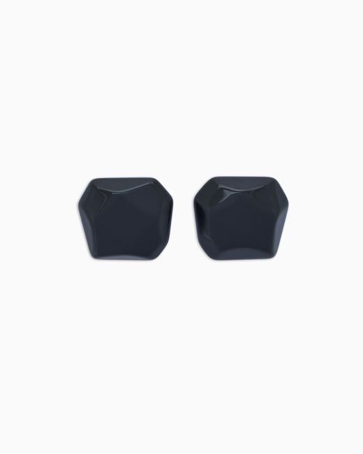 Emporio Armani Blue Oversized Faceted Earrings