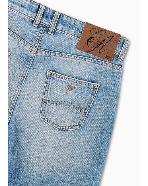 Jeans J7c Vita Alta E Gamba Skinny In Denim Effetto Used di Emporio Armani in Blue