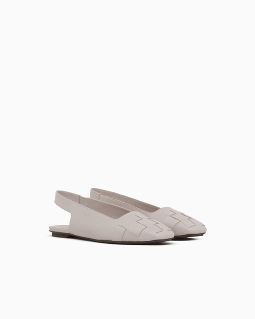 Emporio Armani White Slingback Ballet Flats