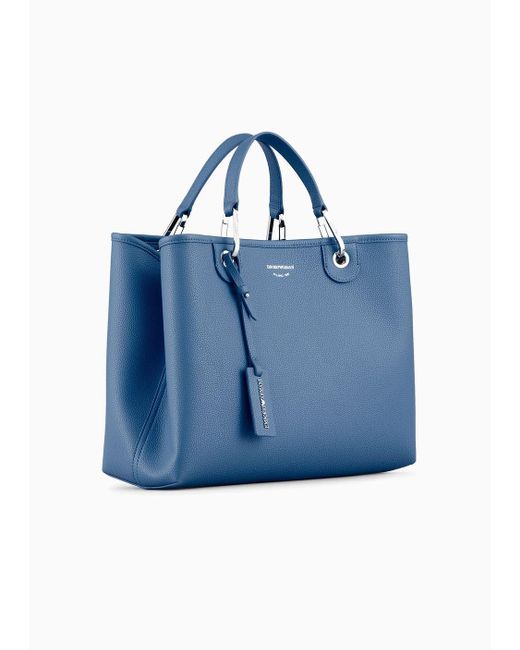 Emporio Armani Blue Medium Myea Shopper Bag With Deer Print