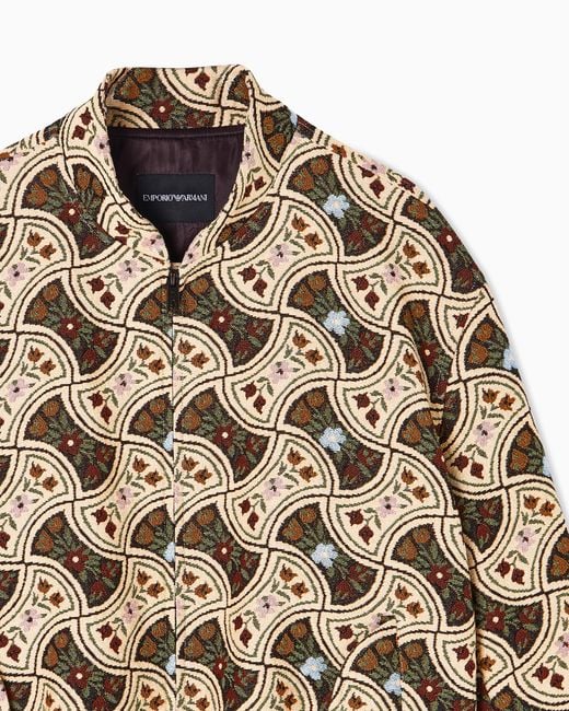 Emporio Armani Natural Gobelin Jacquard Blouson With Diamond Motif for men