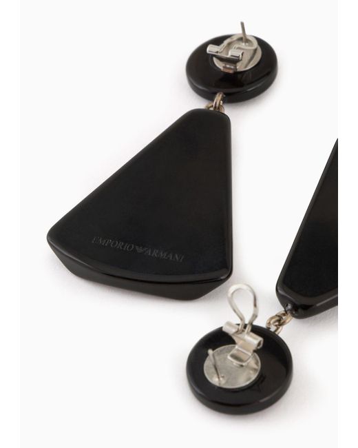 Emporio Armani Black Triangle-shaped Pendant Earrings