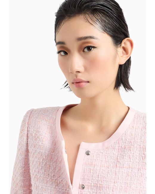 Veste À Simple Boutonnage En Tweed Lurex Emporio Armani en coloris Pink
