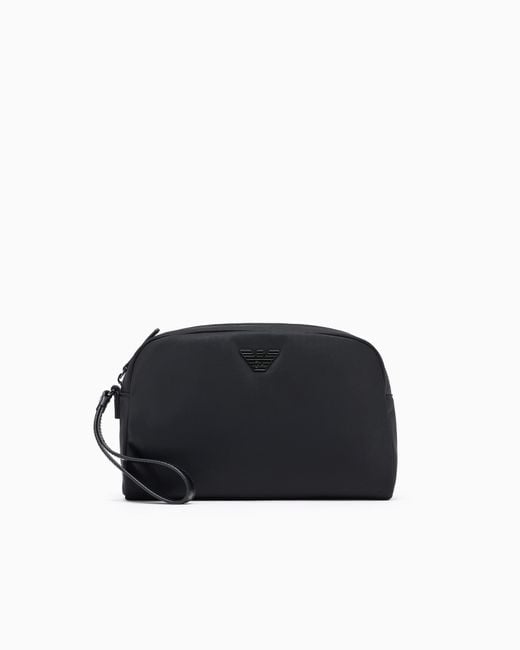Emporio Armani Black Recycled Nylon Washbag for men