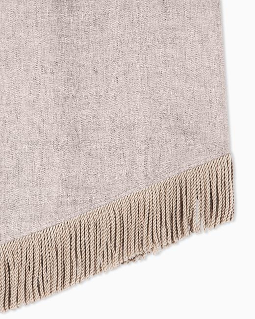 Emporio Armani Gray Heavy Linen Canvas Midi Skirt