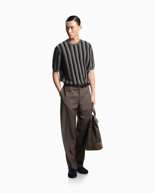 Emporio Armani Black Jumper With Two-Toned Jacquard Motif for men