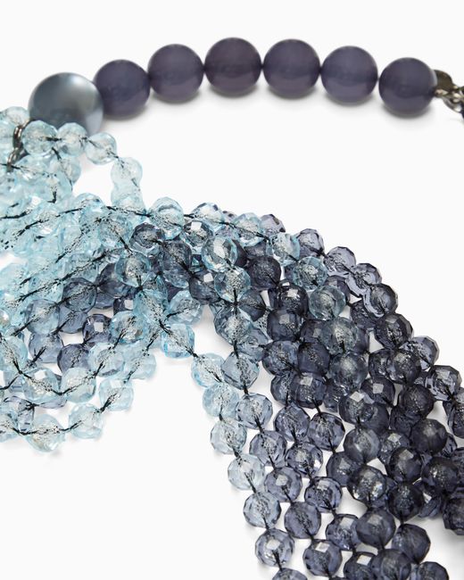 Emporio Armani Blue Multistrand Necklace With Oversized Spheres