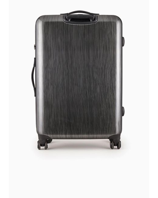 Emporio Armani Black Abs Large Trolley Suitcase With Oversized, Embossed Eagle for men