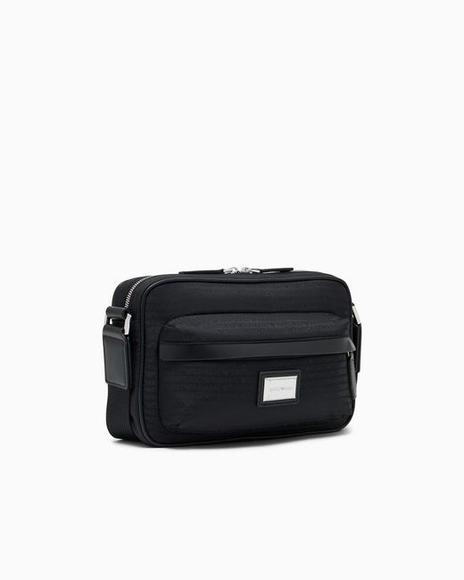 Emporio Armani Black Crossbody Messenger Bag With Zip And Adjustable Strap for men