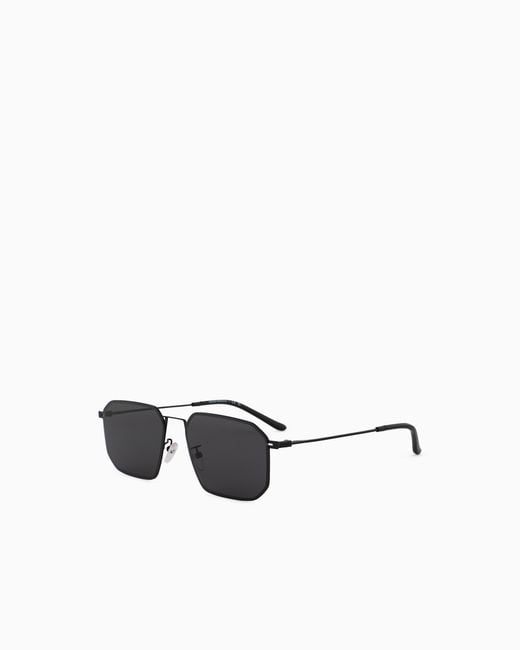 Emporio Armani White Irregular-Shaped Asian Fit Sunglasses for men