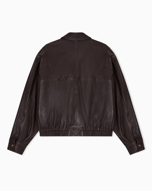Emporio Armani Black Washed, Vegetable-Tanned Nappa Blouson for men