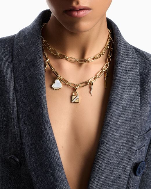 Emporio Armani Metallic Tone Brass Chain Necklace