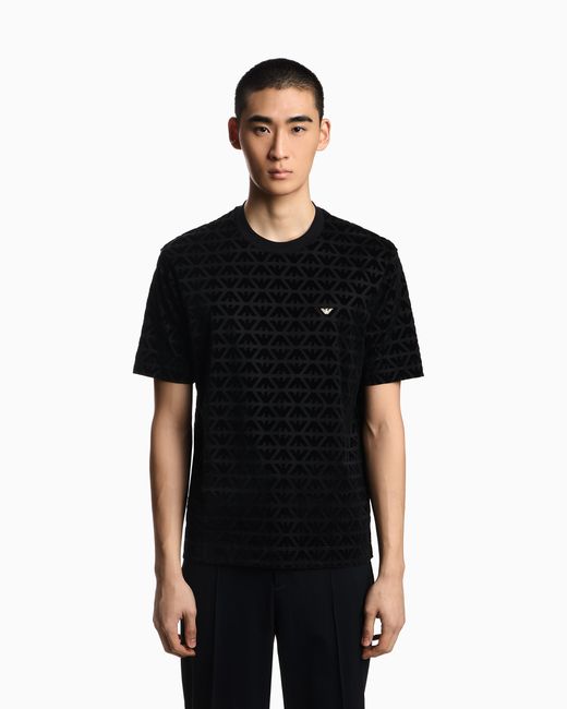 Emporio Armani Black Lunar New Year Lyocell-Blend Jersey T-Shirt With Flocked Eagles for men