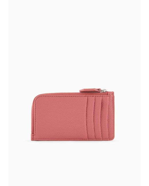 Emporio Armani Red Myea Deer-print Card Holder With Wrap-around Zip
