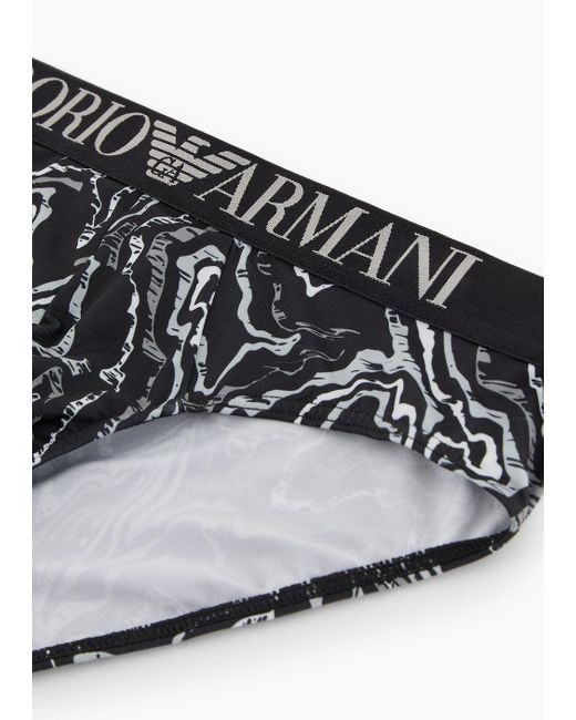 Slip En Microfibre Recyclée Aigle All Over Asv Emporio Armani pour homme en coloris Gray