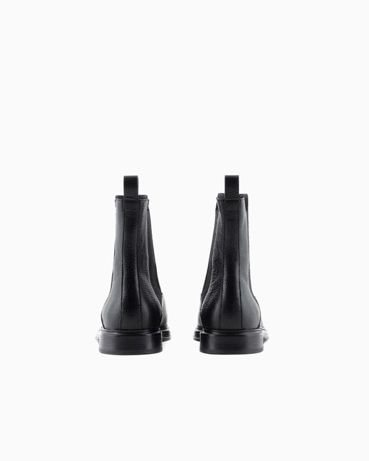 Emporio Armani Black Leather Chelsea Boots With Elastic Inserts Essential for men