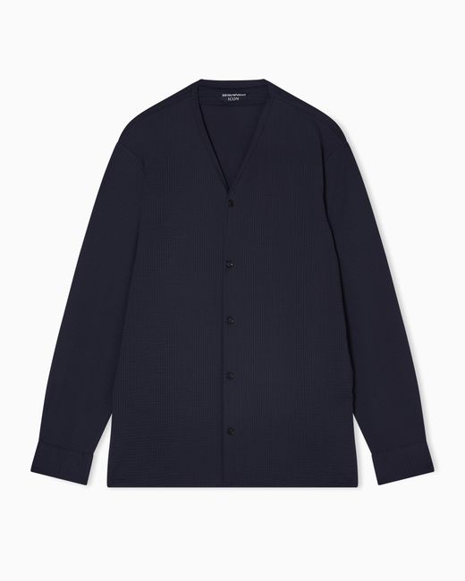 Emporio Armani Blue Icon Technical Seersucker Shirt for men