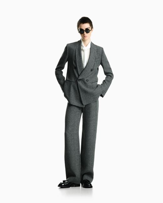 Emporio Armani Gray Double-Breasted Blazer