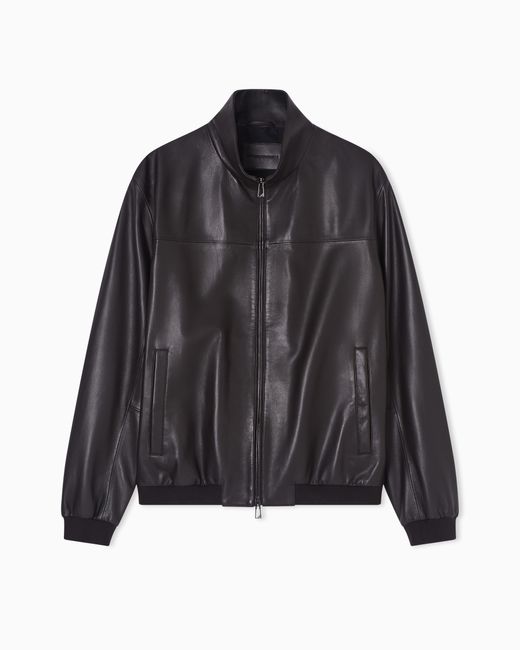 Emporio Armani Black Glove-Like Nappa Lambskin Blouson for men
