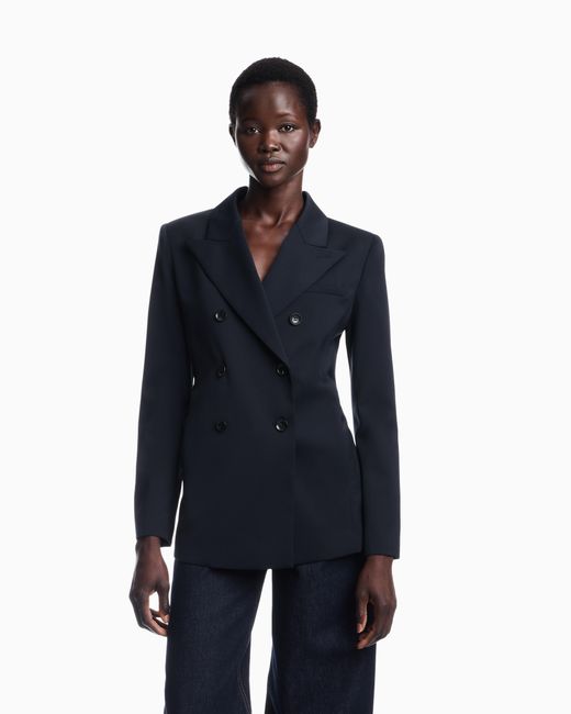 Emporio Armani Blue Double-Breasted Blazer