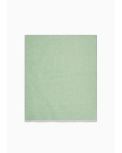 Emporio Armani Green Viscose And Modal Blend Stole With Jacquard Lettering