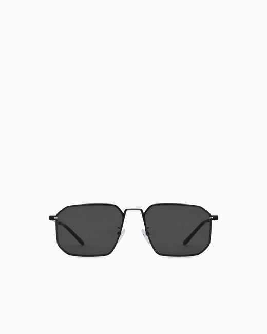Emporio Armani White Irregular-Shaped Asian Fit Sunglasses for men