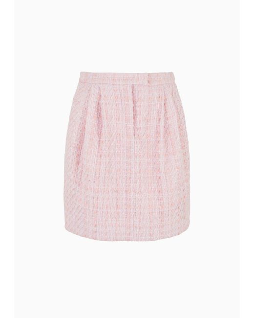 Emporio Armani Pink Lurex Tweed Skirt With Darts