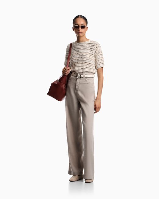 Emporio Armani Gray J14 Regular-Fit Linen Trousers