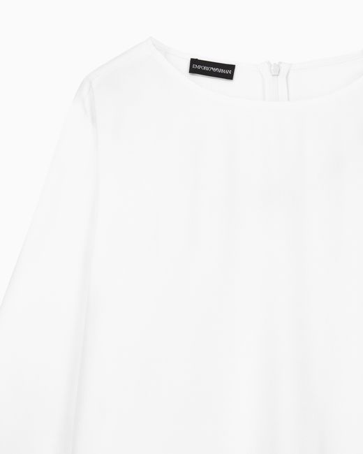 Emporio Armani White Envers Satin Blouse With 3/4 Sleeves And Zip Essential