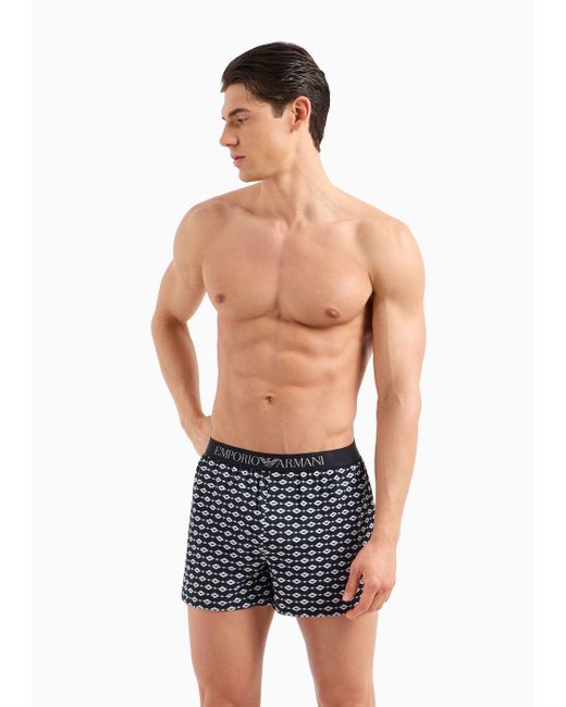 Emporio Armani Black Boxers With Mixed Pattern Print for men